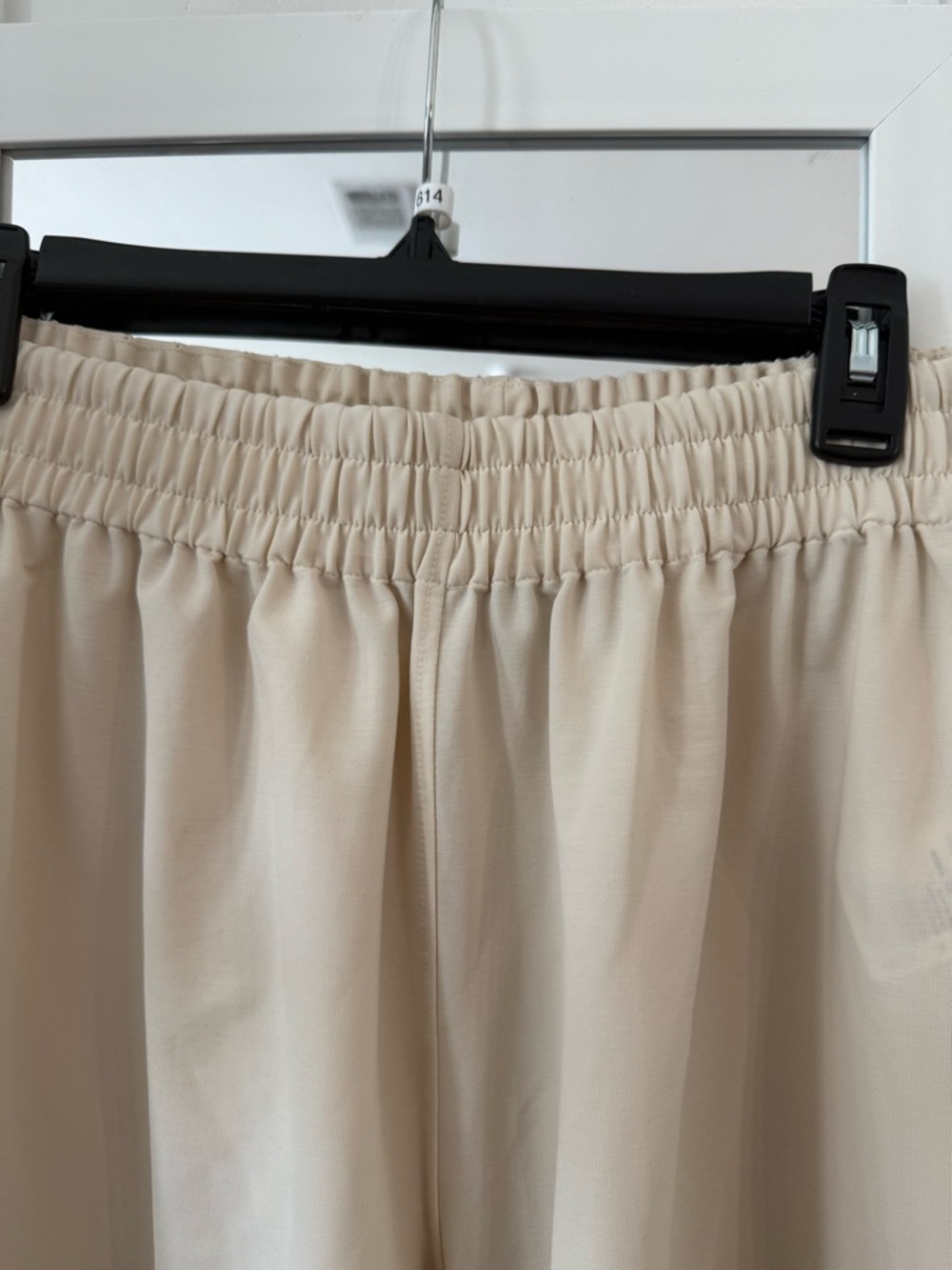 COS Beige Wide Leg Cropped Pants – Elastic Waist Minimalist Chic - Picture 3 of 6